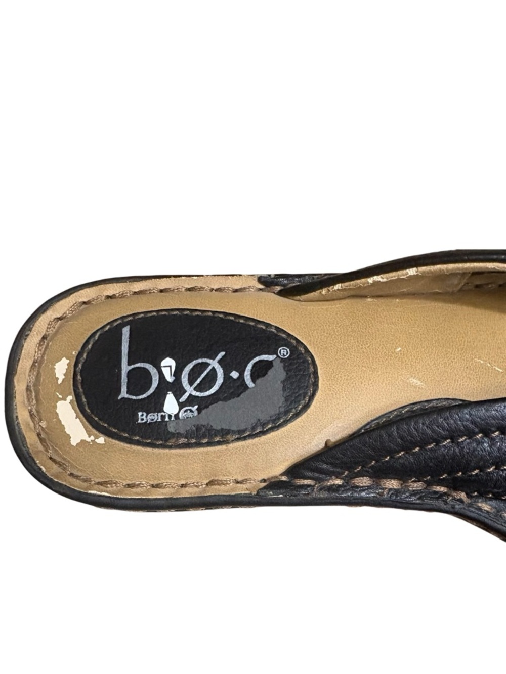 B.O.C. Born Concepts Edie Black Leather Flip Flop Thong Sandals Size 6 -- flaw - Picture 6 of 10